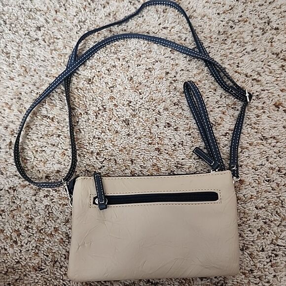 Stone and Co Tan Purse Wallet Adjustable Shoulder Bag Blue Strap - Picture 5 of 10